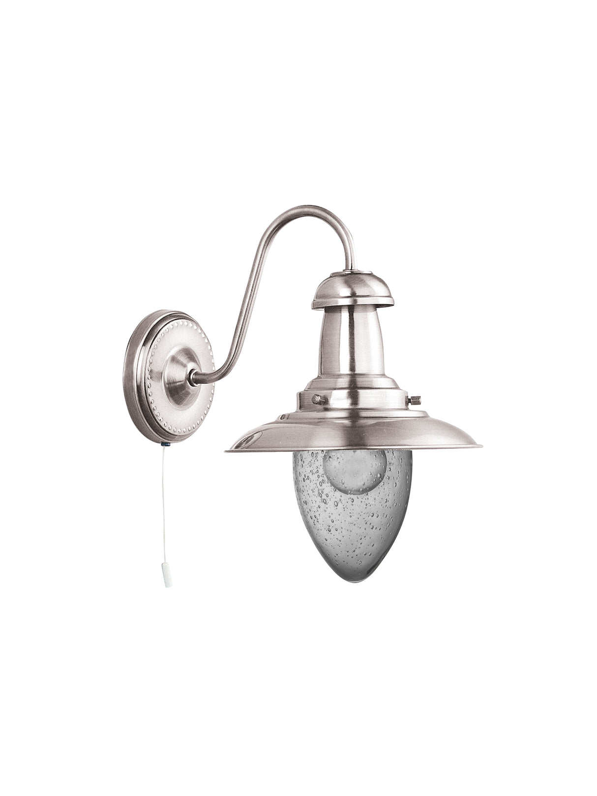Searchlight Electric Fisherman II Wall Light - Satin Silver & Clear Seeded Glass 5331-1SS