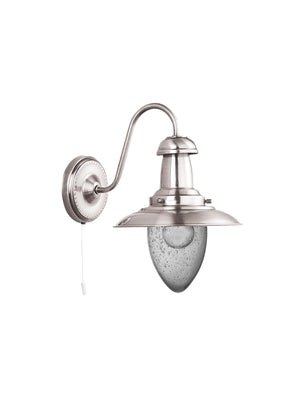 Searchlight Electric Fisherman II Wall Light - Satin Silver & Clear Seeded Glass 5331-1SS