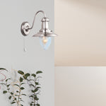 Searchlight Electric Fisherman II Wall Light - Satin Silver & Clear Seeded Glass 5331-1SS