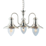 Fisherman II 3Lt Pendant - Satin Silver & Clear Seeded Glass