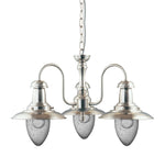Searchlight Electric Fisherman II 3Lt Pendant - Satin Silver & Clear Seeded Glass 5333-3SS