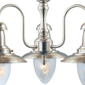 Searchlight Electric Fisherman II 3Lt Pendant - Satin Silver & Clear Seeded Glass 5333-3SS