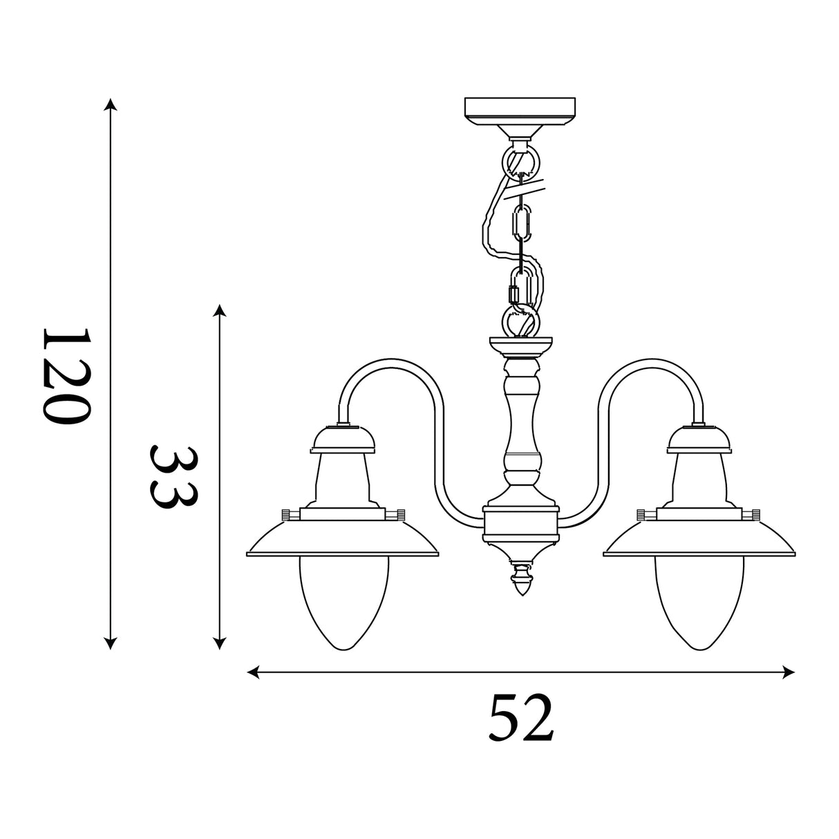 Searchlight Electric Fisherman II 3Lt Pendant - Satin Silver & Clear Seeded Glass 5333-3SS