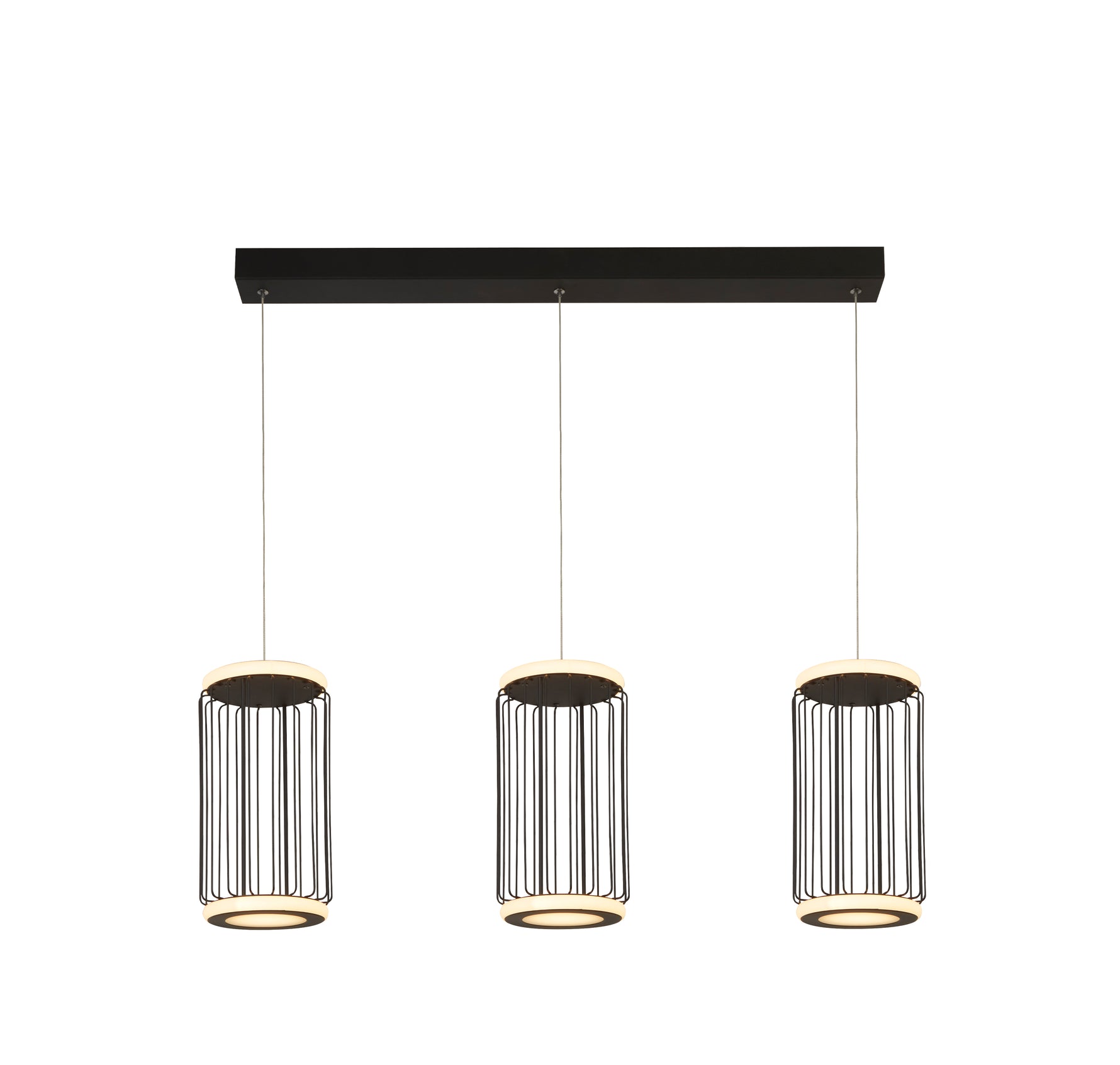 Circolo 3Lt Cage Bar Pendant - Black Metal & White Silicon