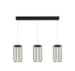 Circolo 3Lt Cage Bar Pendant - Black Metal & White Silicon