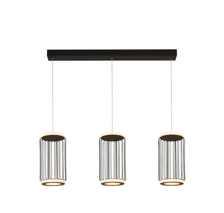 Circolo 3Lt Cage Bar Pendant - Black Metal & White Silicon