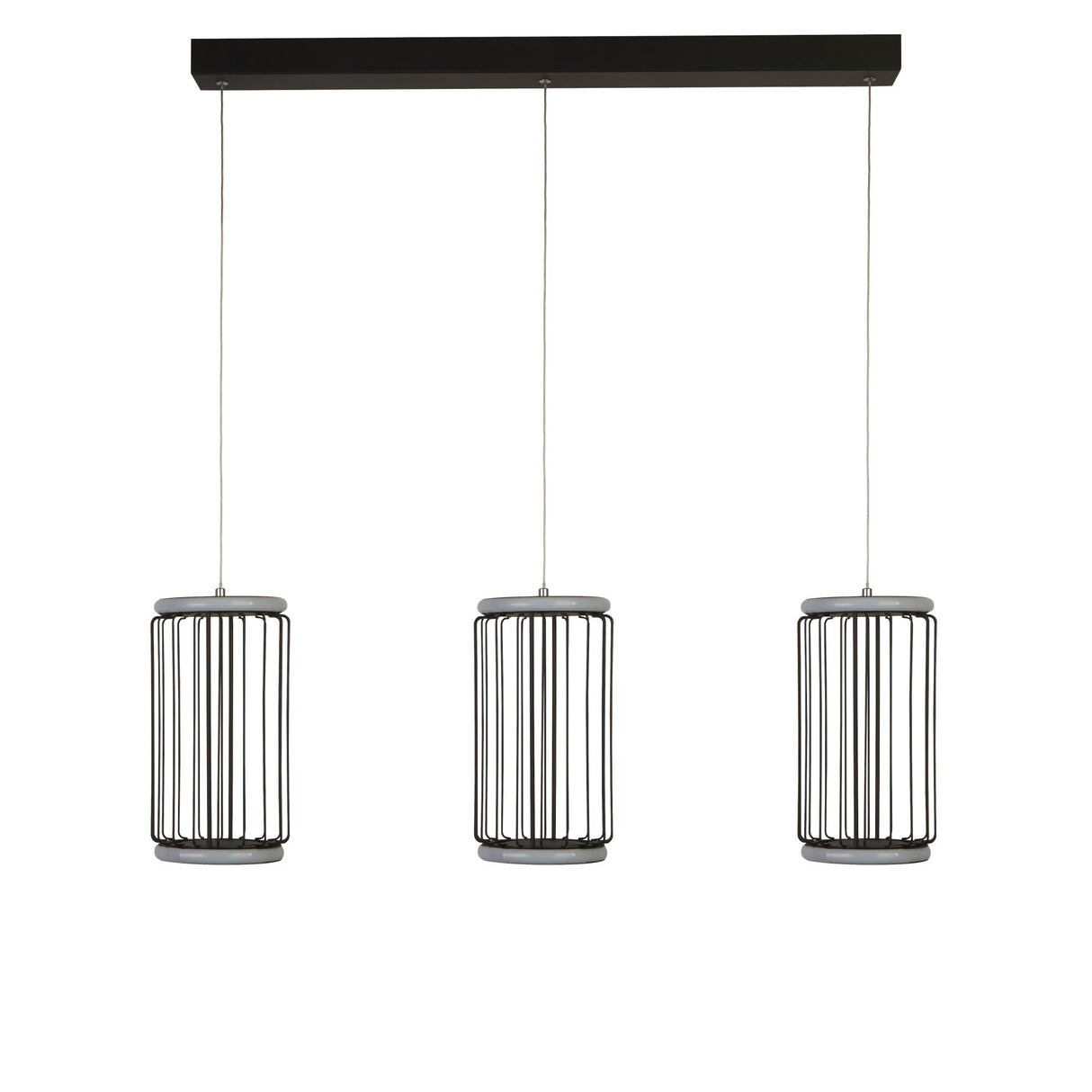 Searchlight Electric Circolo 3Lt Cage Bar Pendant - Black Metal & White Silicon 54212-3BK