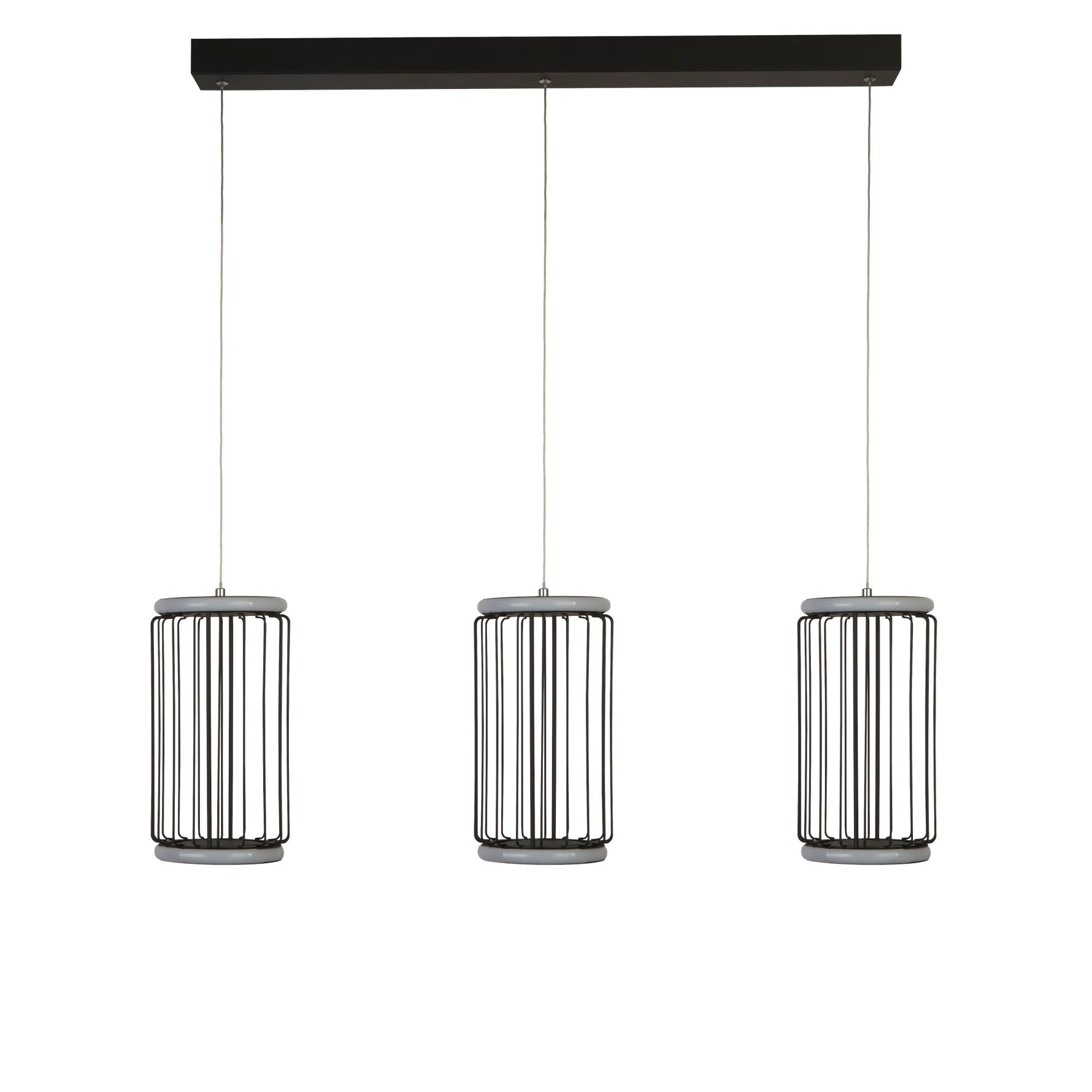 Searchlight Electric Circolo 3Lt Cage Bar Pendant - Black Metal & White Silicon 54212-3BK