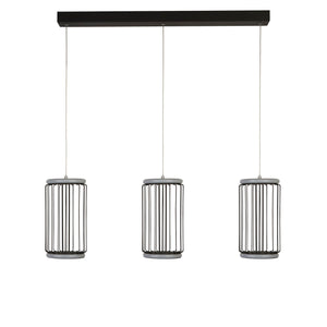 Searchlight Electric Circolo 3Lt Cage Bar Pendant - Black Metal & White Silicon 54212-3BK
