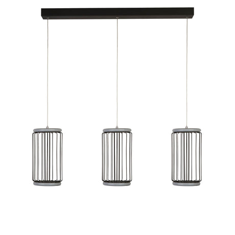 Searchlight Electric Circolo 3Lt Cage Bar Pendant - Black Metal & White Silicon 54212-3BK