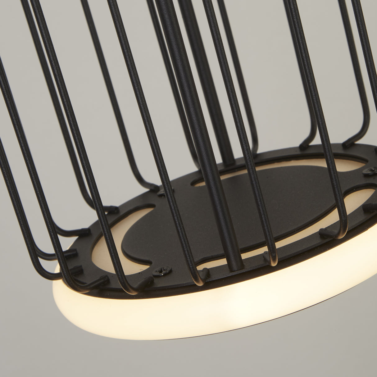 Searchlight Electric Circolo 3Lt Cage Bar Pendant - Black Metal & White Silicon 54212-3BK