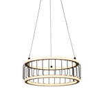 Circolo Cage Drum Pendant - Black Metal & White Silicon