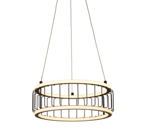 Circolo Cage Drum Pendant - Black Metal & White Silicon