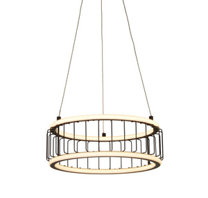 Circolo Cage Drum Pendant - Black Metal & White Silicon