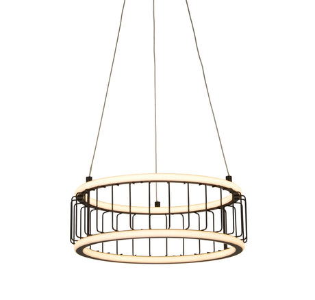 Circolo Cage Drum Pendant - Black Metal & White Silicon