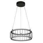 Searchlight Electric Circolo Cage Drum Pendant - Black Metal & White Silicon 54213-1BK