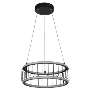 Searchlight Electric Circolo Cage Drum Pendant - Black Metal & White Silicon 54213-1BK