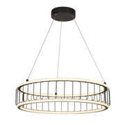 Circolo Cage Drum Pendant - Black Metal & White Silicon