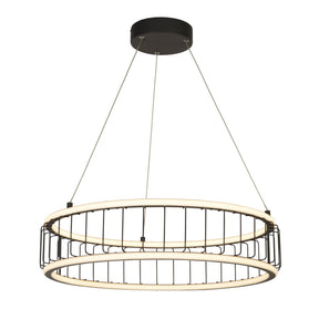 Circolo Cage Drum Pendant - Black Metal & White Silicon