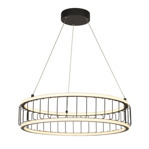 Circolo Cage Drum Pendant - Black Metal & White Silicon