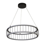 Searchlight Electric Circolo Cage Drum Pendant - Black Metal & White Silicon 54214-1BK