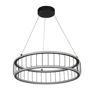 Searchlight Electric Circolo Cage Drum Pendant - Black Metal & White Silicon 54214-1BK