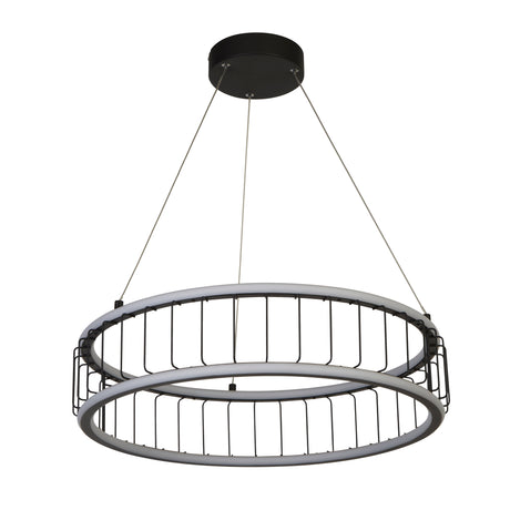 Searchlight Electric Circolo Cage Drum Pendant - Black Metal & White Silicon 54214-1BK