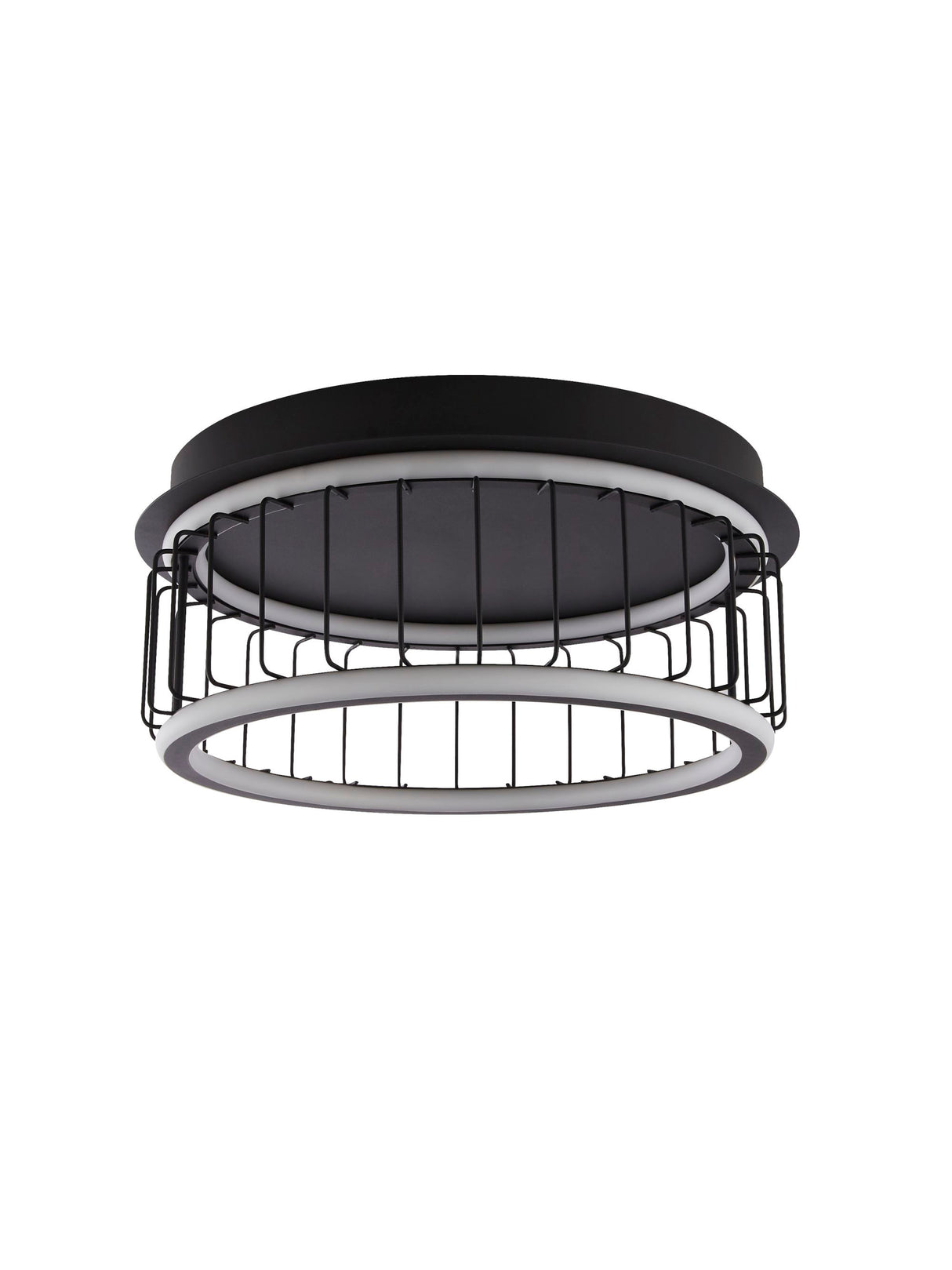 Searchlight Electric Circolo Cage Flush - Black Metal & White Silicon 54215-1BK