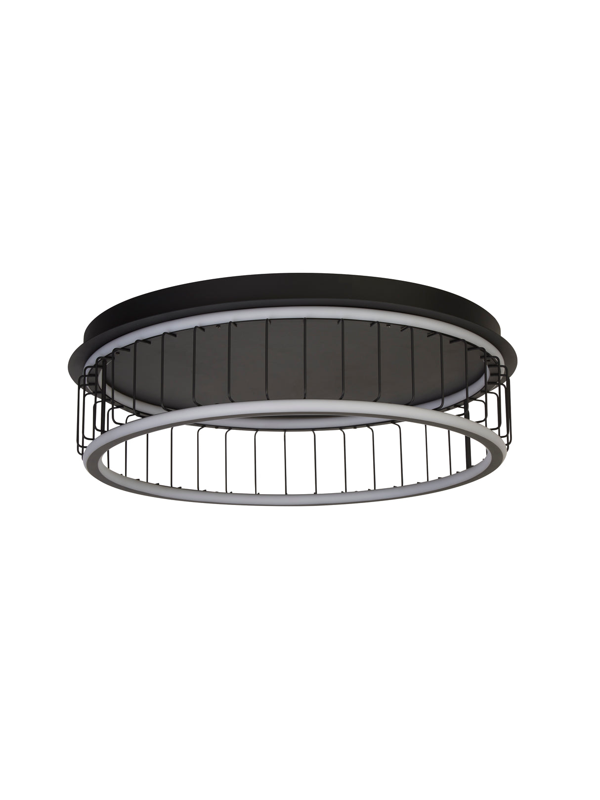 Searchlight Electric Circolo Cage Flush - Black Metal & White Silicon 54216-1BK