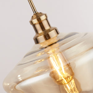 Searchlight Electric Mia 3Lt Multi-Drop Pendant - Antique Brass Metal,Amber Glass 5423-3AB
