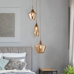 Searchlight Electric Mia 3Lt Multi-Drop Pendant - Antique Brass Metal,Amber Glass 5423-3AB