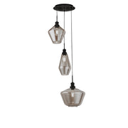 Mia 3Lt Multi-Drop Pendant  - Black Metal & Smoked Glass