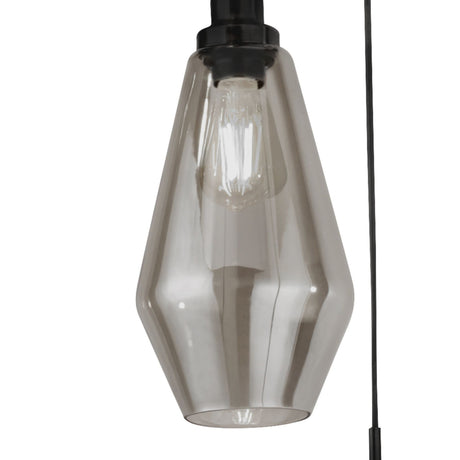 Searchlight Electric Mia 3Lt Multi-Drop Pendant  - Black Metal & Smoked Glass 5423-3BK