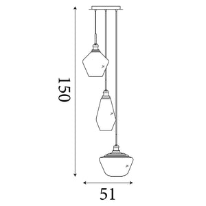 Searchlight Electric Mia 3Lt Multi-Drop Pendant  - Black Metal & Smoked Glass 5423-3BK
