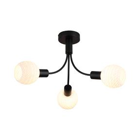 Nova 3Lt Ceiling Lamp, Black Metal with Frosted Glass Shade