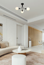Searchlight Electric Nova 3Lt Ceiling Lamp, Black Metal with Frosted Glass Shade 54713-3BK