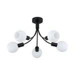 Searchlight Electric Nova 5Lt Ceiling Lamp, Black Metal with Frosted Glass Shade 54715-5BK
