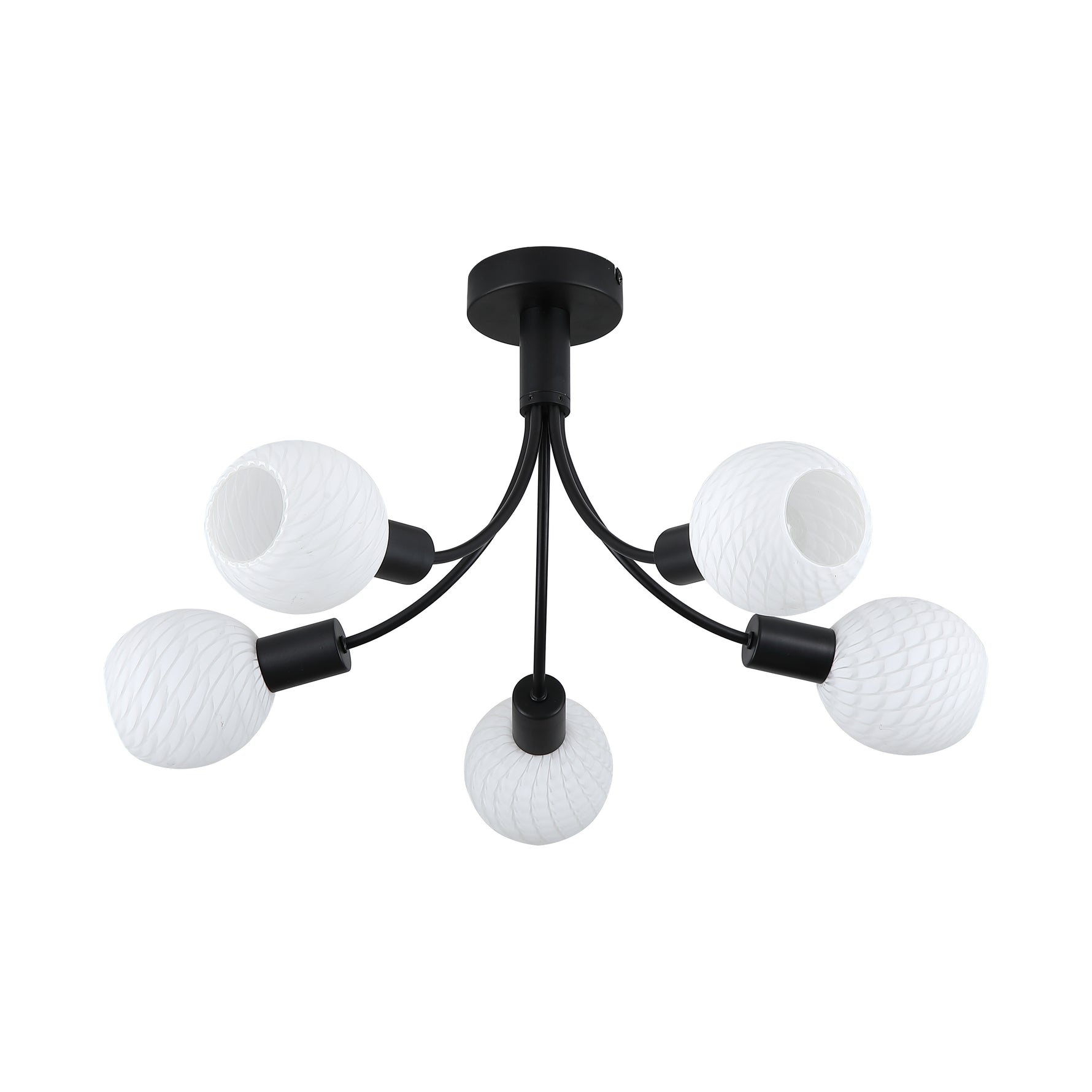 Searchlight Electric Nova 5Lt Ceiling Lamp, Black Metal with Frosted Glass Shade 54715-5BK