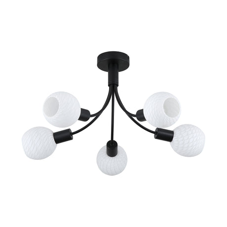 Searchlight Electric Nova 5Lt Ceiling Lamp, Black Metal with Frosted Glass Shade 54715-5BK