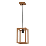 Searchlight Electric Square  Pendant  - Natural Wood & Black Metal 54741-1NA