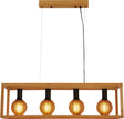 Square  4Lt Pendant  - Natural Wood & Black Metal