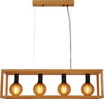 Square  4Lt Pendant  - Natural Wood & Black Metal