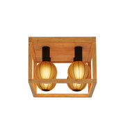 Square  4Lt Flush - Natural Wood & Black Metal