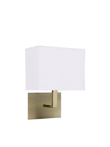 Hotel Wall Light - Antique Brass Metal & White Fabric Shade