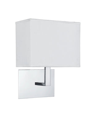 Hotel  Wall Light  - Chrome Metal & White Fabric Shade