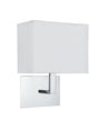 Hotel  Wall Light  - Chrome Metal & White Fabric Shade