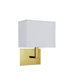 Searchlight Electric Hotel Wall Light - Satin Brass Metal & White Fabric Shade 5519SB