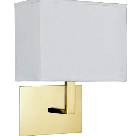 Searchlight Electric Hotel Wall Light - Satin Brass Metal & White Fabric Shade 5519SB