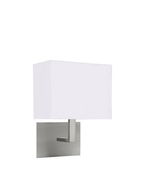 Hotel  Wall Light  - Satin Silver Metal & White Fabric Shade
