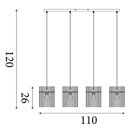 Searchlight Electric Swizzle 4Lt Bar Pendant,  Gold Metal with Champagne Rods 55620-4CP